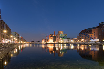 Duisburg Inner Harbor At Night / Germany