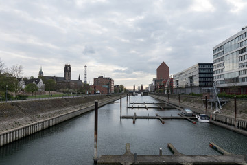 Marina And Schwanentor Bridge Duisburg / Germany
