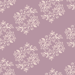 Vegetable seamless Paisley pattern. Vector abstract pattern of wreaths with items of Paisley, leaves and flowers.