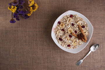 oats plate with fruits 