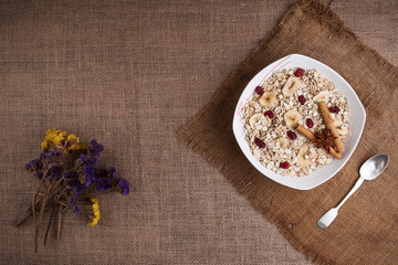 oats plate with fruits 