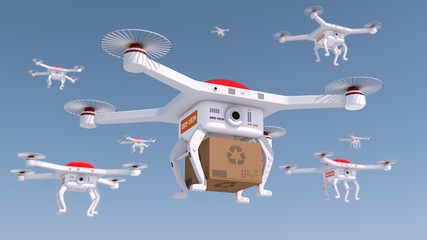3d rendering Drone flying
