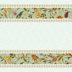 Abstract vintage pattern with decorative flowers, leaves and Paisley pattern in Oriental style.