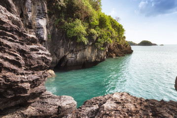 Fototapeta na wymiar Spectacular view of Cliffs of Satun Province in the southern of Thailand.