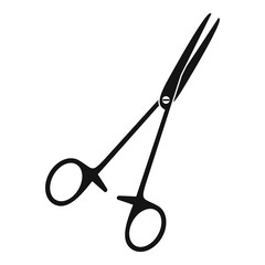 Medical clamp scissors icon, simple style