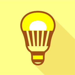 Yellow led bulb icon, flat style