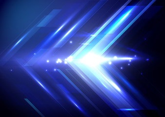 Fototapeta premium Blue abstract arrows sign digital hi technology concept background. Space for your text