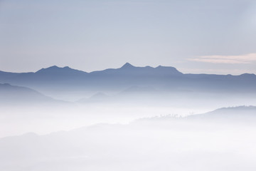 Fototapeta premium Beautiful landscape. Sunrise on the mountain Sri Pada Adam's Peak. Sri Lanka.