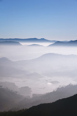 Beautiful landscape. Sunrise on the mountain Sri Pada Adam's Peak. Sri Lanka.