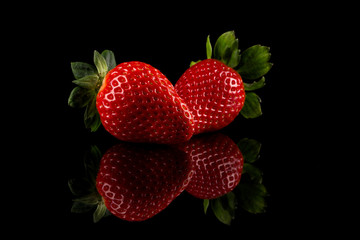 Red ripe strawberry fruits