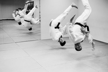 Fight between two aikido fighters