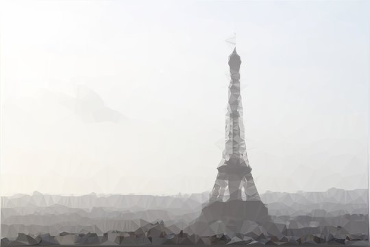 polygonal vector Illustration of Eiffel tower in Paris, France