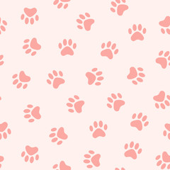 Cats Paw Print. Vector seamless pattern. Endless texture can be used for wallpaper,printing on fabric, paper, scrapbooking.