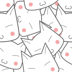 Cartoon Seamless Cat Pattern. Endless texture can be used for wallpaper,printing on fabric, paper, scrapbooking.