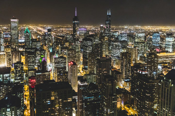 Chicago aerial view at night