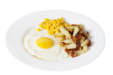 fried eggs on a white plate