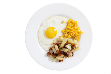 fried eggs on a white plate