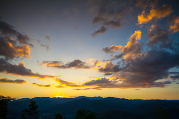 Sunset on the mountain in Thailand