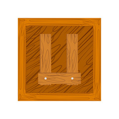 wooden block alphabet U letter icon isolated on white background