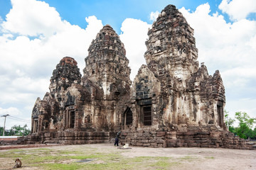 Archaeological site Phra Prang Sam Yot. Travel Lopburi in Thailand.