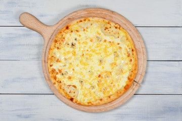 Three cheese pizza