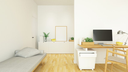workplace and living area in house or condominium - 3D Rendering