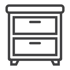 Bedside table line icon, Furniture and interior element, vector graphics, a linear pattern on a white background, eps 10.