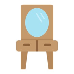 Mirror with table flat icon, Furniture and interior element, vector graphics, a colorful solid pattern on a white background, eps 10.