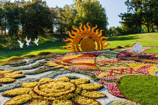Sculpture made from summer flowers