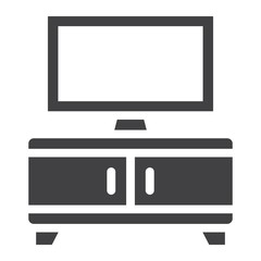 TV bench solid icon, Furniture and interior element, vector graphics, a filled pattern on a white background, eps 10.