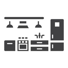 Kitchen furniture solid icon, Furniture and interior element, vector graphics, a filled pattern on a white background, eps 10.
