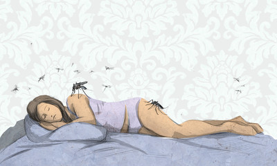zanzare che pungono una donna mentre dorme