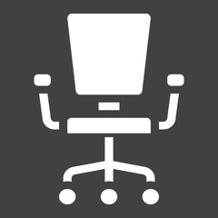 Office Chair solid icon, Furniture and interior element, vector graphics, a filled pattern on a black background, eps 10.