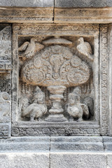 Artwork of Prambanan temple compound in Java on Indonesia, Unesco world heritage