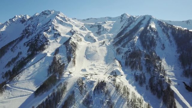 The skiing festival NewStarCamp in Sochi, Rosa Khutor. Aerial view