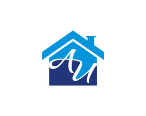 Fototapeta na wymiar A U Letter And House Logo 1