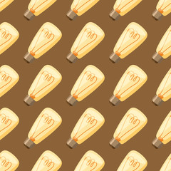 Cartoon lamps old light bulb seamless pattern background design vector illustration electric icon object brainstorm symbol sign solution energy retro