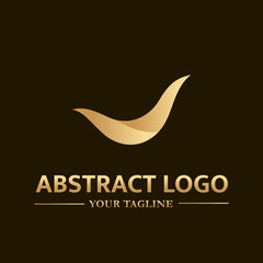 Abstract vector logo template in gold color. Illustration of wave. Can be used for branding for your  business company.