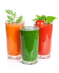 Fresh vegetable smoothie. Tomato, cucumber, carrot