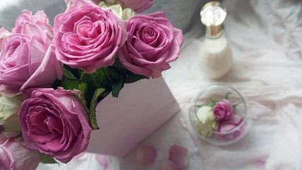 Glamourous box of pink roses