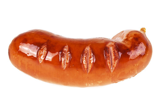 Fried sausage isolated on a white background