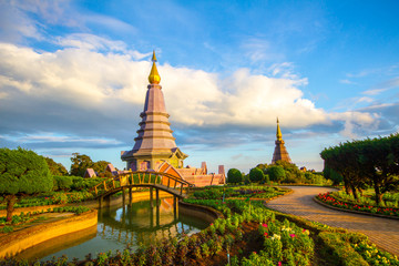 Pagodas for Thailand's King and Queen on Doi Inthanon National Park in Chiang Mai Thailand