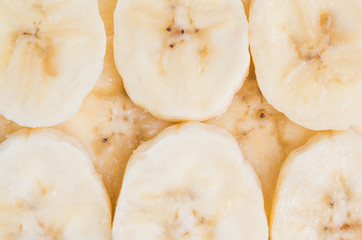 Fototapeta na wymiar Food background of sliced banana closeup