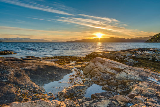 Midnight Sun Near Alta, Norway.