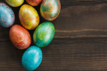 Easter eggs on wooden background