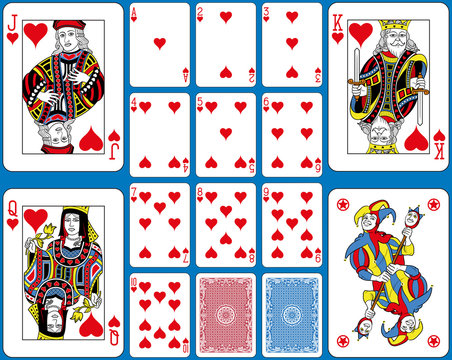 Hearts Suite Playing Cards French Style