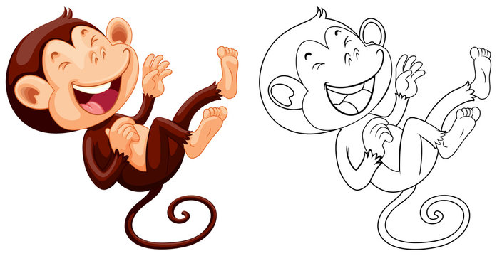 Animal outline for monkey laughing