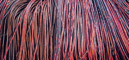 Copper wire burned, abstract background