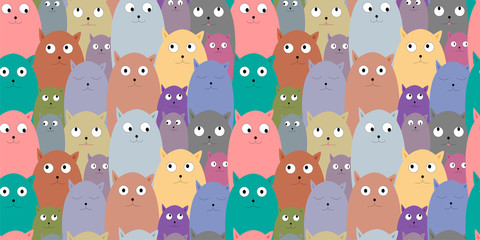 Pattern with funny colored cats