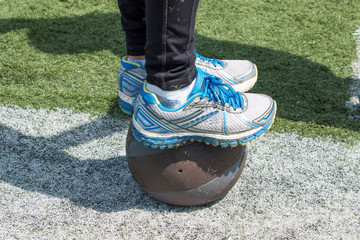 Standing on a med ball